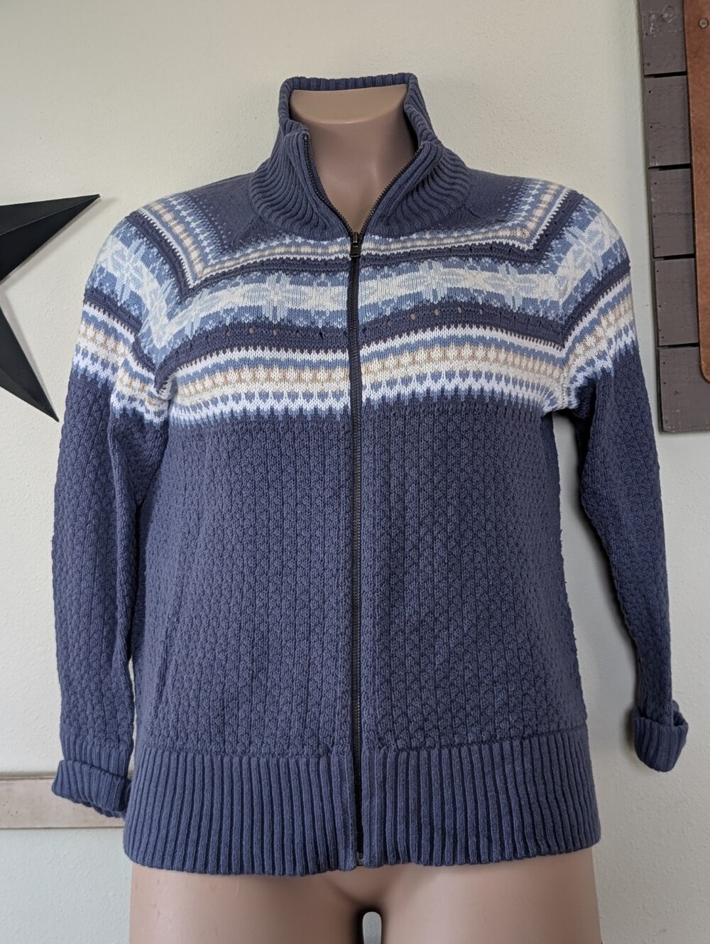 SzXL Northcrest Vintage Zip Up Cardigan Sweater